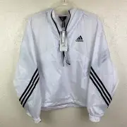 Adidas Jacket Womens Small White Wind Breaker Lightweight Coat BNWT 8-10
