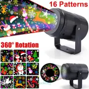16 Patterns Christmas LED Projector Light Laser Moving Landscape Xmas Decor Lamp