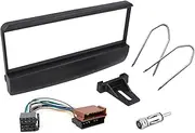 Sound-way Single DIN Car Radio Installation Kit, 1 DIN Front Panel Frame, Facia Adaptor, ISO Connector Cable, Antenna Adapter, Compatible with Ford Focus, Fiesta, Mondeo, Escort, Transit