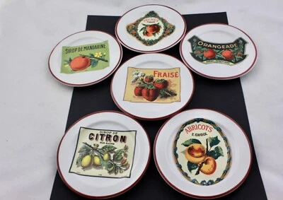 WILLIAMS SONOMA APPETIZER COCKTAIL “ROSANNA” FRUIT PLATES SET OF 6 - NEW
