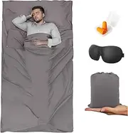 BREENHILL Sleeping Bag Liner,Travel Sheet & Adult Sleep Sack, Camping Sheets Travel Sleep Sack for Backpacking,Hotels & Hostels -Lightweight Single &Double Travel Sheet Camping Sheets