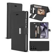 Goospery Samsung Galaxy S24 Ultra Rich Diary Wallet Flip Case Leather Card Slots Magnetic Cover (Black)
