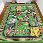 AKUNRUG Children's Rug, Play Mat for Toy Cars, 200 x 150 cm, City Life, 3D Road Traffic, for Playroom, Children's Car Street Carpet, City Map, Play Mat for Toddlers, Family Playtime