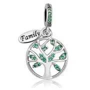 Family Tree of Life Green Crystal Birthstone Charm Dangle Bead for Bracelets|The