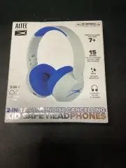 Altec Lansing 2 In 1 Kid Safe Headphones Blue White Active Noise Cancelling NOB