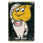 2x Esso Tin Metal Sign Auto Oil 20x30cm Rustic Look Vintage Man Cave Car