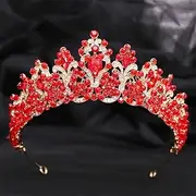 [Generic] Women Pink Crystal Beaded Tiaras Diadem Girls Bridal Wedding Party Crown Hair Dress Accessories