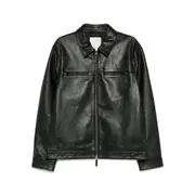 [Calvin Klein] Calvin Klein Zip-front Leather Jacket S BLACK