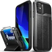 Vena vCommute Wallet Case Compatible with Apple iPhone 11 (6.1"-inch 2019), (Military Grade Drop Protection) Flip Leather Cover Card Slot Holder with Kickstand - Space Gray