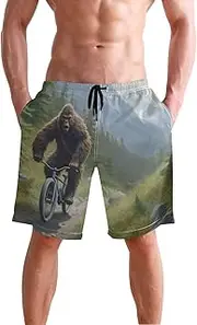 [XYMZR] Sasquatch Moutain Bike Men's Swim Trunks Quick-Dry Bathing Suit Swimming Board Shorts S
