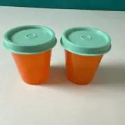 Tupperware Tupper Minis Midgets Set of 2 Orange And Teal