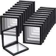 Floating Display Case, sdoot Black 3D Floating Frame Display Holder Stands, 20 Pack 4.3 x 4.3 x 0.8”Challenge Coin Display Stand 3D Coin Display Case, Coin Jewelry Frame for AA Medallions