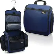[DD D&D Wanderlust] (Blue) - Hanging Travel Toiletry Bag for Men and Women - Large Cosmetics, Makeup and Toiletries Organiser Kit with 19 Compartments, YKK Zippers, XXL Metal Swivel Hook, Water-Resistant Nylon