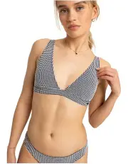 [Roxy] Gingham Medium Coverage Bikini Top in Anthracite
