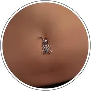 [Wendalern] Silver Belly Button Ring Crystal Spider Dangle Belly Ring Sparkly Cubic Zirconia Insect Navel Ring Surgical Steel Belly Navel Piercing Jewelry for Women Girls