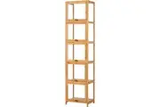 ZUNI 5-Tier Display Cabinet Storage Flip-Top Shelves Stand Rack Bookcase Natural