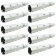 10x XLR 3P Male to 1/4" 6.35mm Stereo Female Adapter Converter Connector Nickel