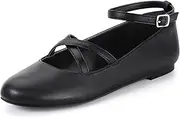 [Mofri] ShowHow Womens Mary Jane Flats Round Toe Mary Jane Shoes Ankle Strap Ballet Flats Shoes Wedding Casual Office Dress Shoes