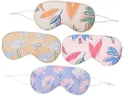 HAMPPLIES 4pcs Comfortable Breathable Eye Masks Printed Eye Covers for Light Blocking Sleeping for Travel and Rest