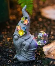 Solar Gnome Statue for Garden Decor: Outdoor Sculpture for Yard Lawn Porch
