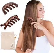 BLAZDEVE 2Pcs Wooden Scalp Massage Comb, Sandalwood Scalp Massager Comb Wood, Natural Wooden Wide Tooth Hair Comb for Women Men Hair Growth