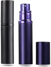 Oiieco Perfume Atomiser, Refillable Travel Size Mini Perfume Bottle Leaking Proof Bottom Pump without Funnel Refillable, Luxurious Small women and men, 5ml Black MatBlue