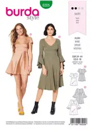 BURDA 6205 MISSES DRESSES Sewing Pattern Sizes 8 - 18 Skill: EASY
