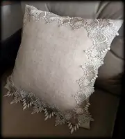 18" Pillow Sham Cover Case Neutral Earth tones Feather European Lace