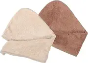 MOBUTOFU Superior Absorption 2pcs Hair Drying Cap Women's Bath Wrap Lightweight Sturdy Coral Fleece
