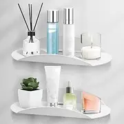 Floating Shelves, Modern White Acrylic Shelves with Lip, 30x10cm, Wall Mounted for Picture Frames, Wall Decor Display, Hanging Shelf for Bedroom, Bathroom, Living Room, 2 Pcs