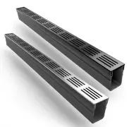 PVC Threshold Drainage Channel with Aluminum Grating (1m) | Outdoor Garden Drain