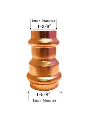 Libra Supply 1-1/2'' x 1-1/4'' inch Copper Press Coupling Bell Reducer P x P