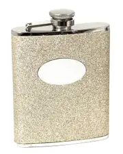 Bey-Berk 6oz Stainless Steel Gold Glitter Flask