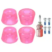 Roller Skate Toe Stops with Screwdriver Brake Stoppers Block, Clear Pink 2 Pair