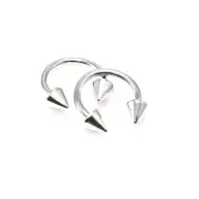 PAIR 14G 3/8" 7/16" 1/2" STEEL SPIKE CONE HORSESHOE RING SEPTUM EAR TRAGUS DAITH
