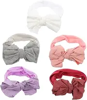 ERINGOGO 5Pcs Newborn Bowknot Head Wrap Soft Nylon Headbands Grey Comfortable Elastic Headdresses for Photos