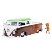Jada 1:24 Scale 1963 Volkswagon Bus Pickup Diecast Vehicle With Groot Figurine