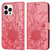 For iphone 15 pro Wallet Case,3 Credit Card Slot ID Card Holder,PU Leather Flip Case - Rose Red