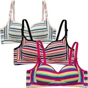 [Ausing] Teen Girls Bras Seamless Sports Bra Push Up Padded Bras Wireless Everyday Bralettes Adjustable Sports Bra Comfort Breathable Underwear Training Bra for Women Girls, 3 Pack