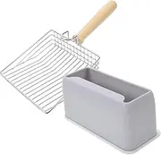 GANAZONO 1Set Stainless Steel Cat Litter Scoop Durable Cat Litter Shovel for Easy Cleanup for Cat Litter Boxes and Pet Care Includes Base