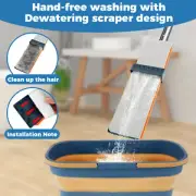Mop and Foldable Bucket Set Microfiber Mop Hands-Free Flat Floor Mop with Yoeej