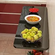 Wall Mounted Folding Table Workbench for Small Spaces Wood Fold Down Desk Floating Desk Computer Desk for Kitchen & Bedroom Restaurant Wall Table Black Si