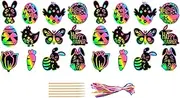24x Easter Scratch Paper Set Hanging Drawing Toys DIY Decorative Scratch Art