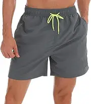 [Qckarobe] Men's Swim Trunks Quick Dry Beach Shorts with Pockets and Mesh Lining, Swimming Board Shorts Bathing Suits for Men
