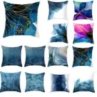 Ins Style Teal and Gold Cushion Cover Geometric Cushion Blue Abstract Printed