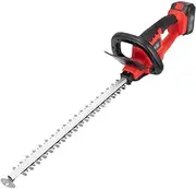 Electric Hedge Trimmer Wireless Portable Hedgerow Machine, 20inch brushless Trimmer for Garden Branches, 21V Rechargeable Lithium Battery Trimmer (Color : Red+Black, Size : 6Ah Battery)