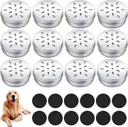 Oudain 12 Pack Dog Scent Work Tins, Dog Scent Training Box, Pet Nose Metal Container with 12 Magnetic Dots, Smell Training Kit Smell Canisters Aluminum Cans for Pet(Cute)