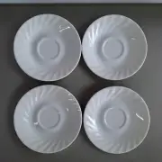 Corelle Corning Saucer Plates White Swirl Pattern Set of 4 Replacement Lot