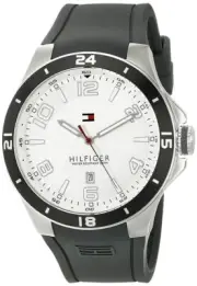 Tommy Hilfiger 1790863 Silver Dial Gray Silicone Strap Men's Watch