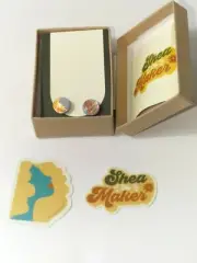 Shea The Maker Artisan Light Blue Copper Button Earrings And Stickers